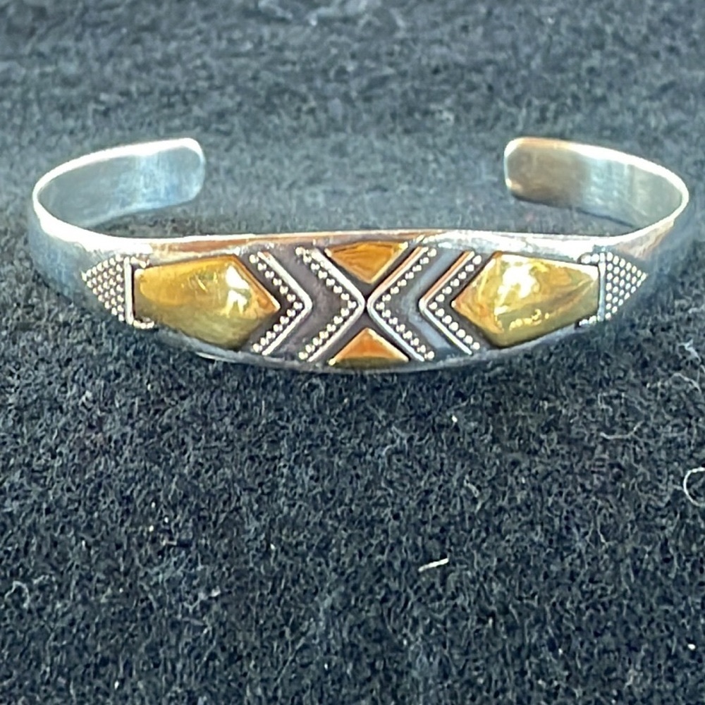 Sterling & Gold Cuff Bracelet - Picture 2 of 4